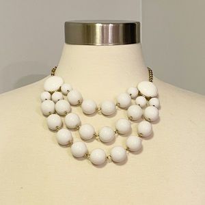 Large White Bead Statement Necklace